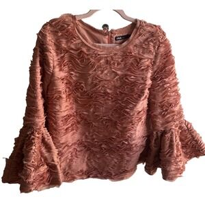 INA "Queen Bee" Beverly Hills Formal  Large Black Bell Sleeve Pink Zip Back